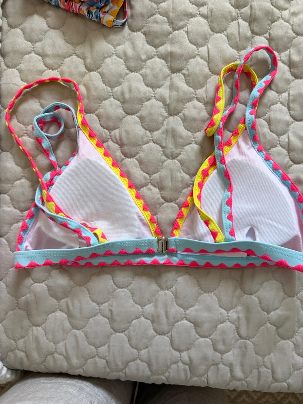 Assorted Bright Pink Floral Trim Bikini Tops - Picture 5 of 9